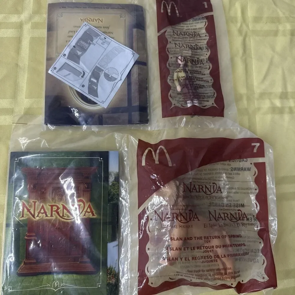 McDonald’s Narnia Toys 1 and 7 Aslan Lion And Lucy Pevensie New In Package - Picture 1 of 9